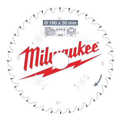 Пильный диск Milwaukee для циркулярной пилы по дереву 190x30x1,6x36