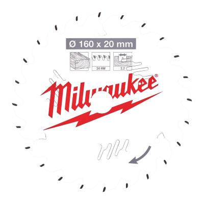 Пильный диск Milwaukee для циркулярной пилы по дереву 160x20x2,2x24