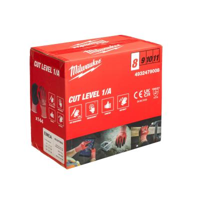 Перчатки Milwaukee с уровнем сопротивления порезам 1, размер M/8 144 шт.