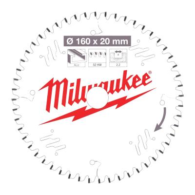 Пильный диск Milwaukee для циркулярной пилы по алюминию 160x20x2,2x52