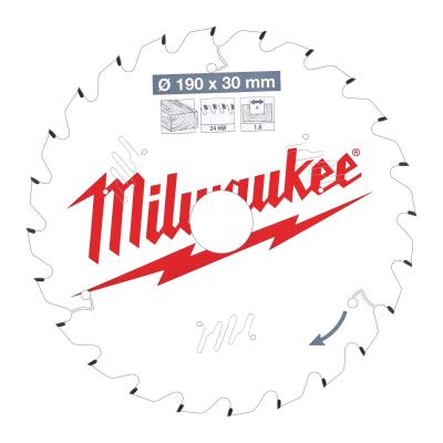 Пильный диск Milwaukee для циркулярной пилы по дереву 190x30x1,6x24