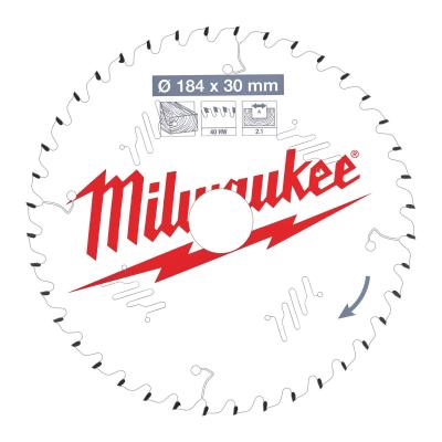 Пильный диск Milwaukee для циркулярной пилы по дереву 184x30x2,1x40