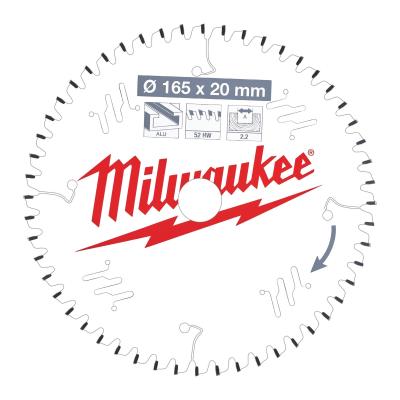 Пильный диск Milwaukee для циркулярной пилы по алюминию 165x20x2,2x52