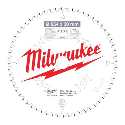 Пильный диск Milwaukee для торцовочной пилы по дереву 254x30x3,0x60